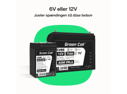 Green Cell CUBE AGM IP54 batteri AGM GEL 6V 5Ah blybatteri Green Cell vedligeholdelsesfri til biler og legetøj