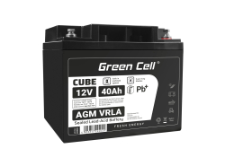 Green Cell CUBE AGM IP54 batteri AGM GEL 12V 40Ah blybatteri Green Cell vedligeholdelsesfri til cykel og traktor