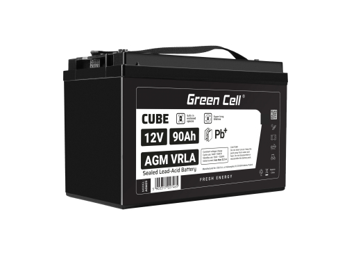 Green Cell CUBE AGM IP54 batteri AGM GEL 12V 55Ah blybatteri Green Cell vedligeholdelsesfri til både og joller