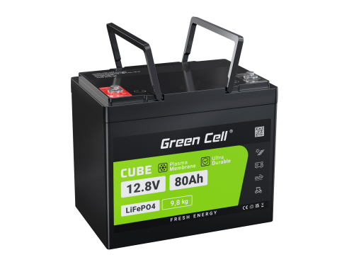 Green Cell LiFePO4 batteri 80Ah 12.8V 1024Wh lithiumjernfosfat til autocamper, rengøring, camping, Kutr