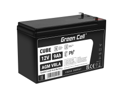 AGM GEL batteri 12V 9Ah blybatteri Green Cell vedligeholdelsesfrit til UPS og ekkosonder