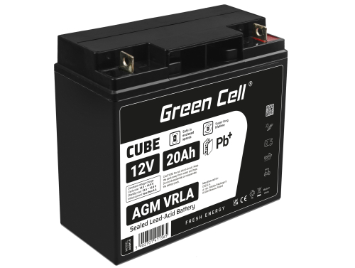 AGM GEL batteri 12V 20Ah blybatteri Green Cell vedligeholdelsesfri til motorbåde og elbiler