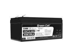 AGM GEL batteri 12V 3,3 Ah blybatteri Green Cell vedligeholdelsesfrit til kasseapparater og tællere