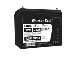 AGM GEL batteri 12V 75Ah blybatteri Green Cell vedligeholdelsesfrit til elmotor og autocamper