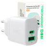 Green Cell PowerSource Duo30 oplader USB/USB-C hvid, strømadapter 30 W med Power Delivery