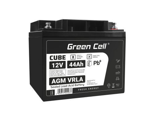 AGM GEL batteri 12V 44Ah blybatteri Green Cell vedligeholdelsesfrit til solcelleanlæg og kørestole