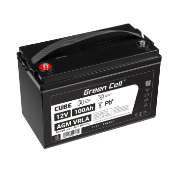 AGM GEL batteri 12V 100Ah blybatteri Green Cell vedligeholdelsesfri til solceller og både
