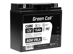 AGM GEL batteri 12V 17Ah blybatteri Green Cell vedligeholdelsesfri til solceller og ekkolod