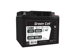 Green Cell CUBE AGM IP54 batteri AGM GEL 12V 40Ah blybatteri Green Cell vedligeholdelsesfri til cykel og traktor