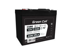 Green Cell CUBE AGM IP54 batteri AGM GEL 12V 55Ah blybatteri Green Cell vedligeholdelsesfri til både og joller