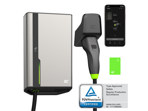 Greencell HabuDen Wallbox 11kW 22kW 32A 7,5m NFC kabel Type 2 Smart EV-ladestation med GC App Bluetooth WiFi