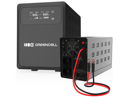 Greencell Nødkraftforsyning AVR UPS 1200VA 800W PowerCore 12 VDC med LCD-skærm