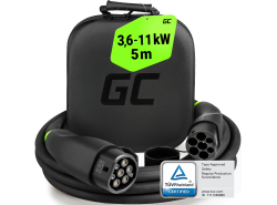 Green Cell Snap EV Ladekabel Type 2 11kW 5m til Tesla Model 3 S X Y, Kia EV6, Hyundai IONIQ 5, Audi E-Tron, Ford Mach-E