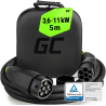 Green Cell Snap EV Ladekabel Type 2 11kW 5m til Tesla Model 3 S X Y, Kia EV6, Hyundai IONIQ 5, Audi E-Tron, Ford Mach-E