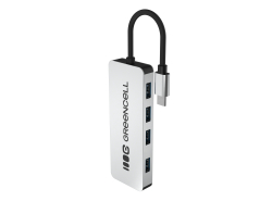 Adapter Basic HUB Greencell USB-C 4in1 (4×USB-A 3.0) – hurtig transfer op til 5 Gb/s, aluminiumsgehus