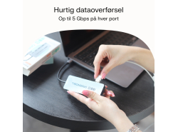 Adapter Basic HUB Greencell USB-C 4in1 (4×USB-A 3.0) – hurtig transfer op til 5 Gb/s, aluminiumsgehus