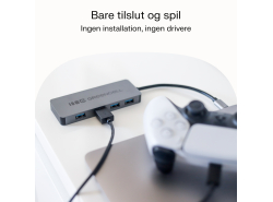 Adapter Basic HUB Greencell USB-C 4in1 (4×USB-A 3.0) – hurtig transfer op til 5 Gb/s, aluminiumsgehus