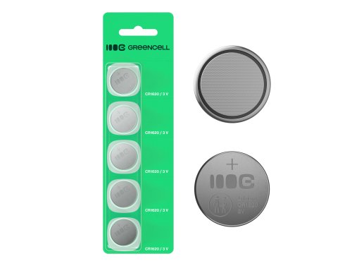 5x lithiumbatteri CR1620 CR 1620 3V 70mAh Greencell knapcelle Blister