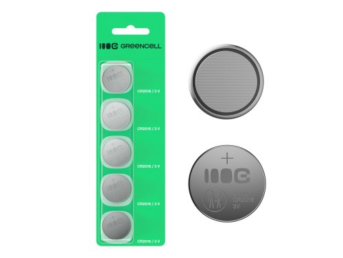 Greencell Blister 5x lithiumbatteri CR2016 3V 80mAh knapbatteri til nøgle, ur, fjernbetjening, vægt