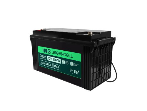 Greencell AGM VRLA 12V 120Ah vedligeholdelsesfri batteri til både og solpaneler (173x406x233mm)