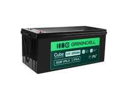Greencell AGM VRLA 12V 200Ah vedligeholdelsesfri batteri til både solpaneler (240x522x226mm)