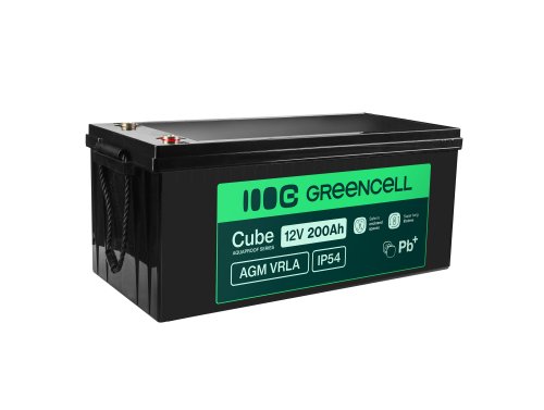 Greencell AGM VRLA 12V 200Ah vedligeholdelsesfri batteri til både solpaneler (240x522x226mm)