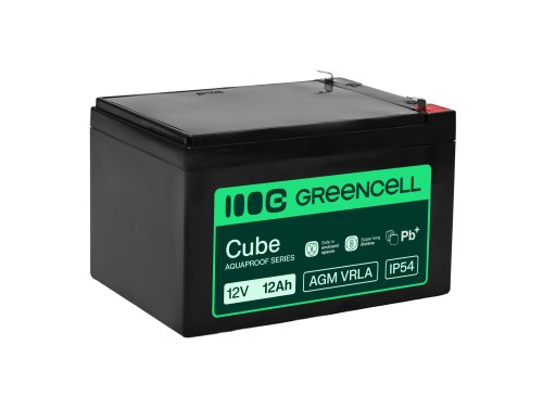 Greencell AGM VRLA 12V 12Ah vedligeholdelsesfri akumulator til kasse, legetøj, kamera (151x98.5x95mm)