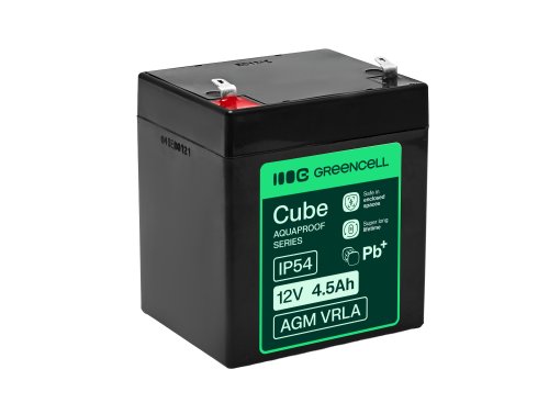 Greencell AGM VRLA 12V 4.5Ah vedligeholdelsesfri akumulator til kasseapparater, legetøj, kameraer (90x70x106mm)