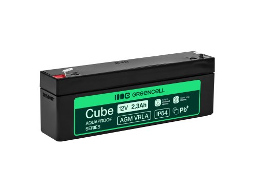 Greencell AGM VRLA 12V 2.5Ah vedligeholdelsesfri batteri til kasseapparater, legetøj, kameraer (178x36x66mm)