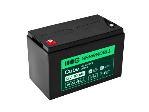 Greencell AGM VRLA 12V 100Ah vedligeholdelsesfrit batteri til UPS, vægt, campingvogn (332x175x220mm)