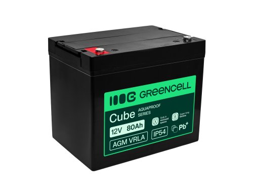 Greencell AGM VRLA 12V 80Ah vedligeholdelsesfrit batteri til UPS, vægt, camper (260x168x216mm)