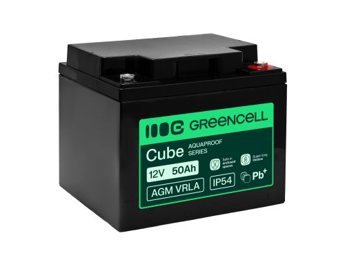 Greencell AGM VRLA 12V 50Ah vedligeholdelsesfri batteri til UPS, vægt, campingvogn (197x166x170mm)
