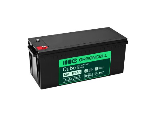 Greencell AGM VRLA 12V 175Ah vedligeholdelsesfri batteri til både, photovoltaik, solpaneler (532x207x220mm)