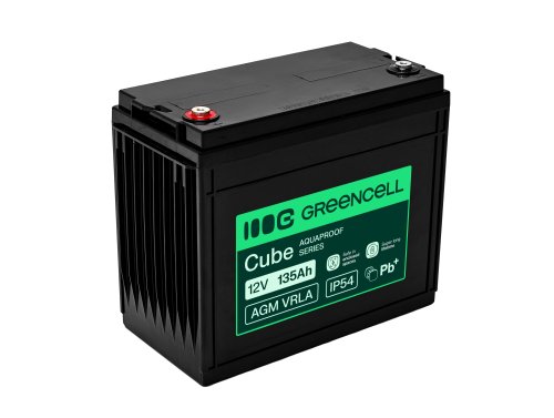 Greencell AGM VRLA 12V 135Ah vedligeholdelsesfri batteri til både, fotovoltaik, solpaneler (341x173x287mm)