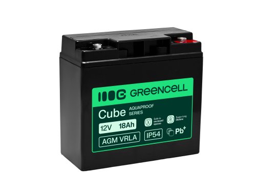 Greencell AGM VRLA 12V 18Ah vedligeholdelsesfri batteri til kasseapparat, legetøj, kamera (181x77x167mm)