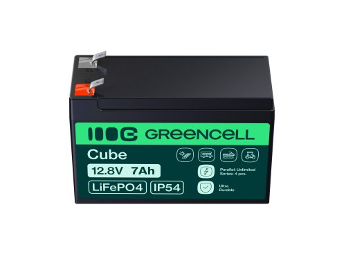 Green Cell CUBE LiFePO4 Batteri 7Ah 12.8V 89.6Wh Lithium-Jern-Phosphate til UPS, Alarm Legetøj, CCTV Telekom, Elektrisk legetøj