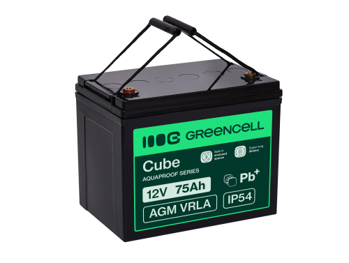 Green Cell CUBE AGM IP54 batteri AGM GEL 12V 75Ah blybatteri Green Cell vedligeholdelsesfrit til elmotor og autocamper
