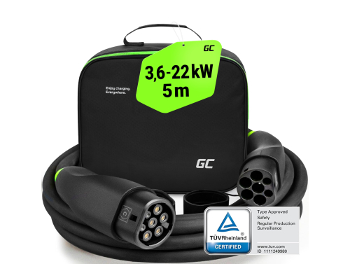 GC Snap EV Ladekabel Type 2 11kW / 22kW 5m til Tesla Model 3 S X Y, VW ID.3 ID.4, Kia EV6, Audi E-Tron, Fiat 500e, BMW i3, iX