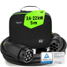 GC Snap EV Ladekabel Type 2 11kW / 22kW 5m til Tesla Model 3 S X Y, VW ID.3 ID.4, Kia EV6, Audi E-Tron, Fiat 500e, BMW i3, iX