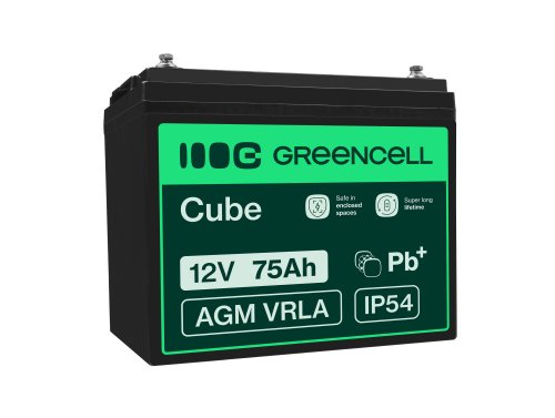 AGM GEL batteri 12V 75Ah blybatteri Green Cell vedligeholdelsesfrit til elmotor og autocamper
