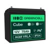AGM GEL batteri 12V 75Ah blybatteri Green Cell vedligeholdelsesfrit til elmotor og autocamper