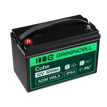 AGM GEL batteri 12V 100Ah blybatteri Green Cell vedligeholdelsesfri til solceller og både