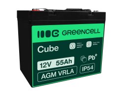 AGM GEL batteri 12V 55Ah blybatteri Green Cell vedligeholdelsesfri til både og joller