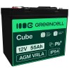 AGM GEL batteri 12V 55Ah blybatteri Green Cell vedligeholdelsesfri til både og joller