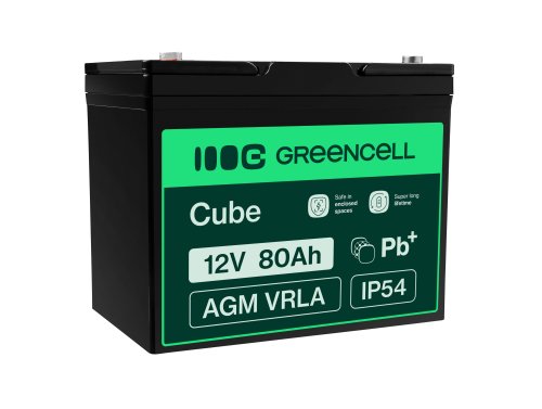 Green Cell® AGM batteri 12V 80Ah VRLA vedligeholdelsesfrit bly-syre batteri til yacht sejlbåd solcamper mobilhomes vindenergi