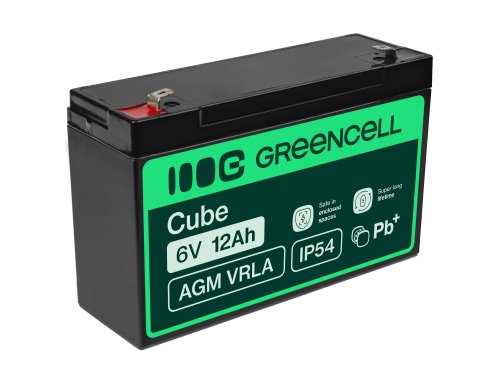 AGM GEL batteri 6V 12Ah blybatteri Green Cell vedligeholdelsesfri til alarmsystemer og legetøj