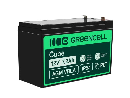 AGM GEL-batteri 12V 7,2Ah blybatteri Green Cell vedligeholdelsesfrit til UPS og overvågning