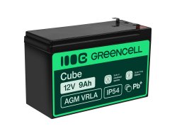AGM GEL batteri 12V 9Ah blybatteri Green Cell vedligeholdelsesfrit til UPS og ekkosonder