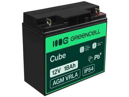 AGM GEL batteri 12V 18Ah blybatteri Green Cell vedligeholdelsesfri til solceller og ekkolod