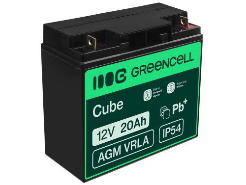 AGM GEL batteri 12V 20Ah blybatteri Green Cell vedligeholdelsesfri til motorbåde og elbiler